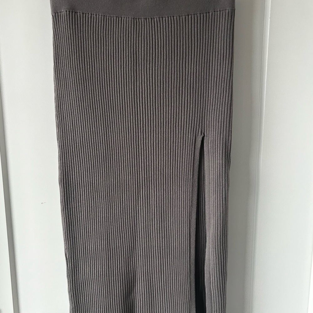 Open Edit Gray Ribbed Sweater Skirt NWT